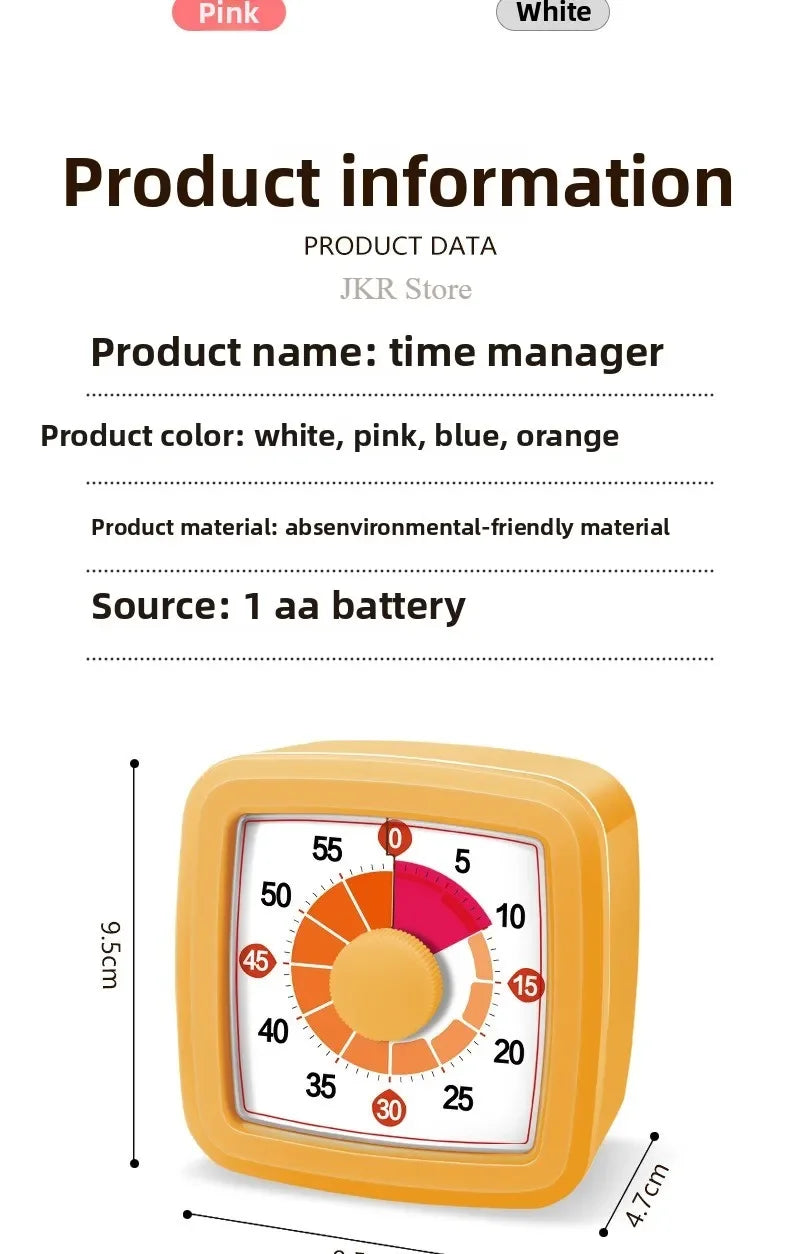 Kids Children Reminder Time Management Tool Visual Timer Night Light Ultra Silent Alarm Clock 60 Minutes Countdown Timer Digital