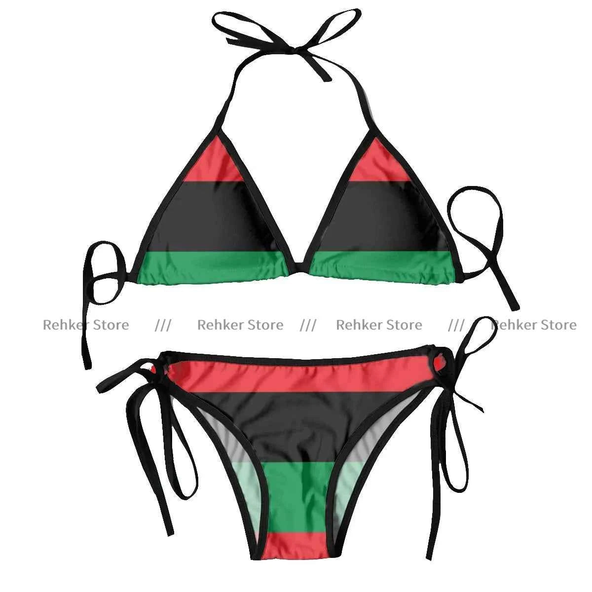 Sexy Bikini Pan African Flag Swimsuit Women Swimwear Set Bathing Suit Beach Wear