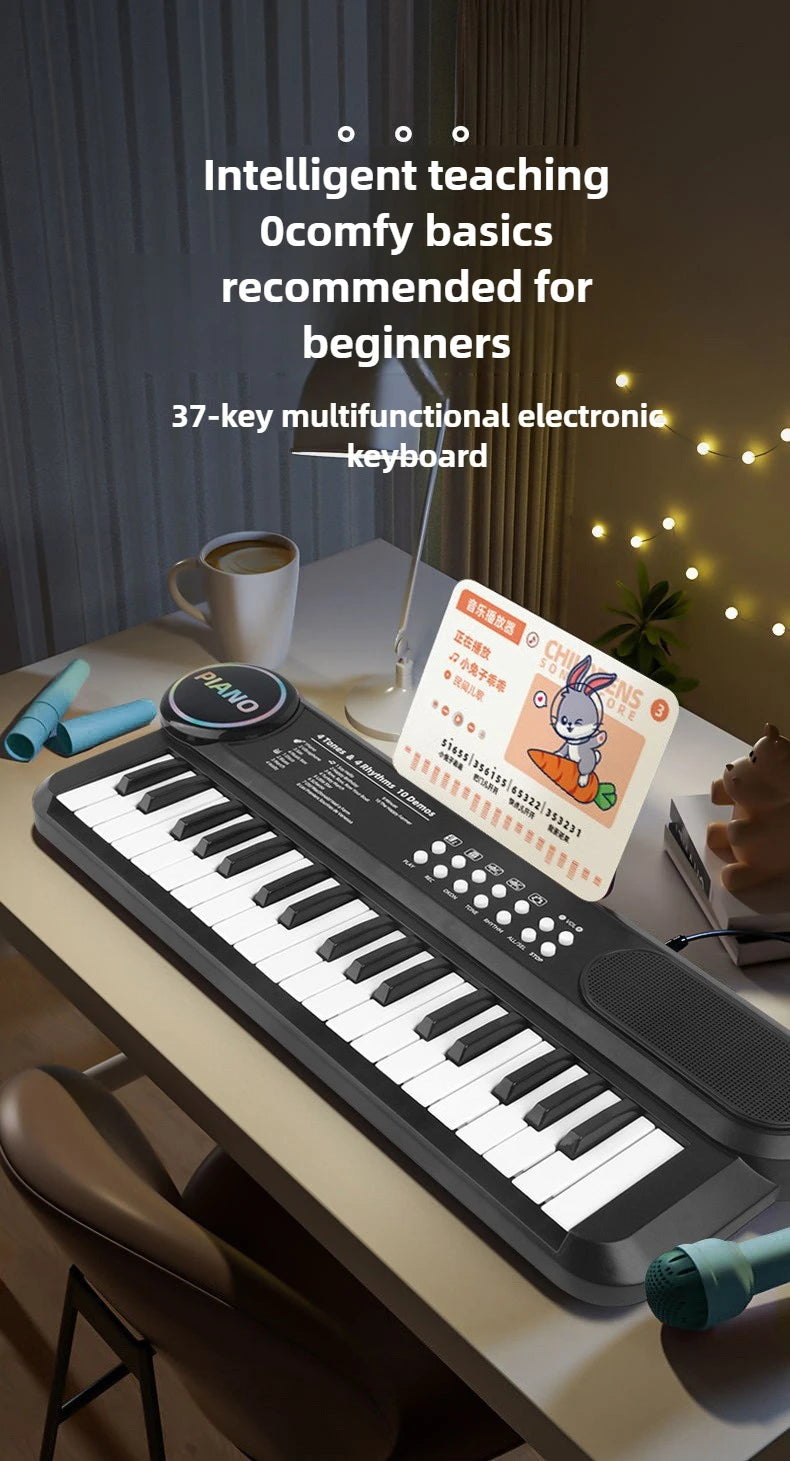 Kids Piano Keyboard 37-Key Multi-Functional Electronic Piano with Microphone Musical Instrument Educational Toy Children Gifts