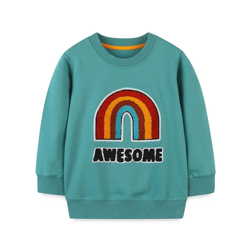 Jumping Meters Autumn Spring Children's Sweatshirts With Animals Print Hot Selling Sport Kids Fashion Shirts Tops