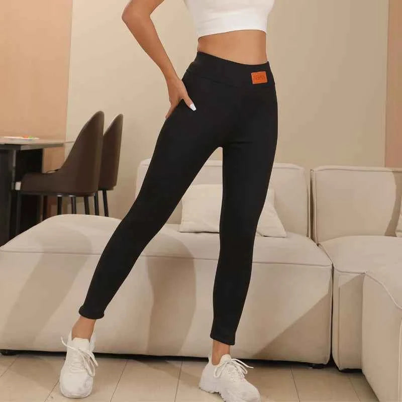 Winter Thicken Warm Leggings Women Lamb Cashmere Joggers High Waist Fleece Elastic Tights Warm Tights Pants Slim Velvet Legging