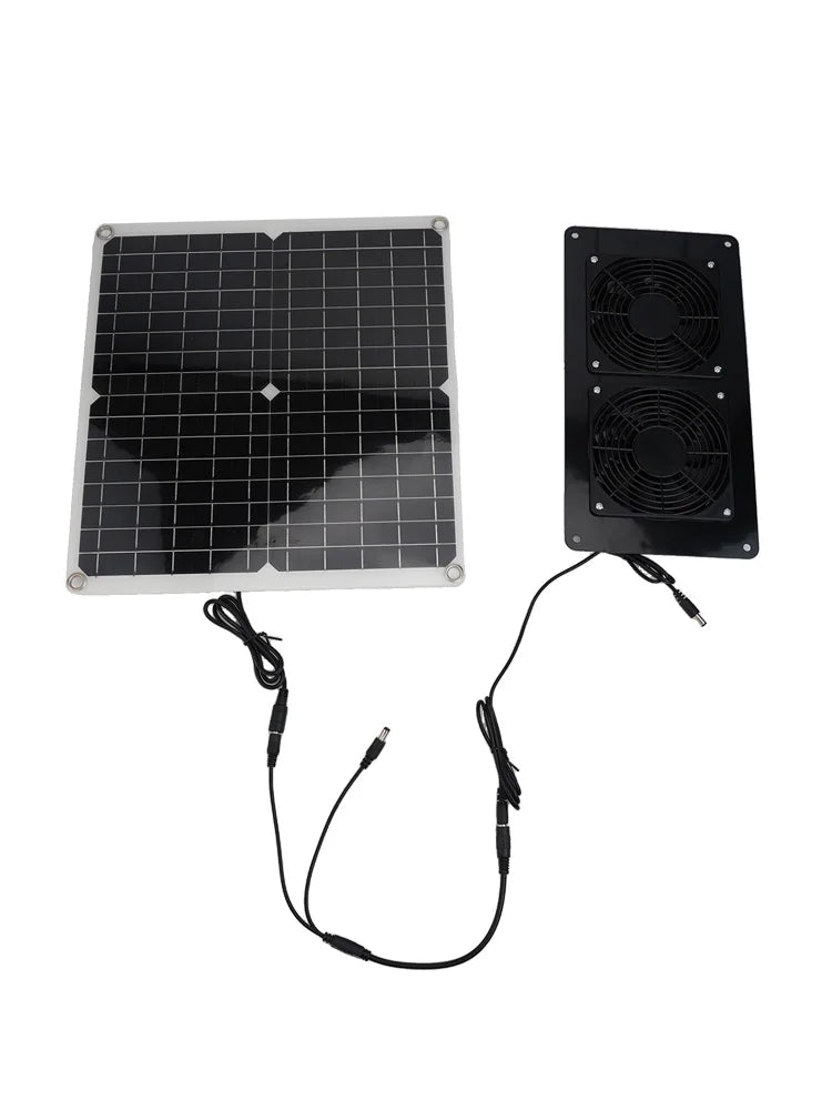 Cooling W Solar Panel Fan Outdoor Solar Exhaust Fan RV W Solar Panel Durability Greenhouses Exterior Laminated Chicken Coops