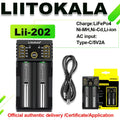 LiitoKala Lii-202 18650 Charger 1.2V/3.7V/3.2V/3.85V 21700 20700 2665014500 16340 NiMH li-ion battery Smart charger