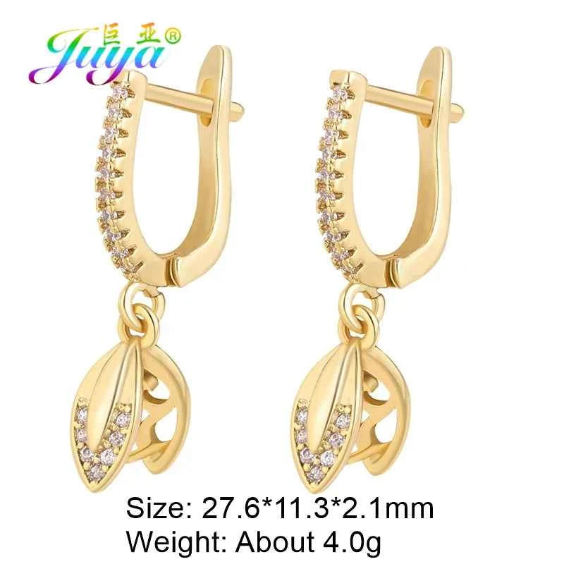 Juya Handmade 18K Real Gold Plated Earwire Fasteners Earring Hooks Accessories For DIY Women's Anti-Allergy Earrings Making