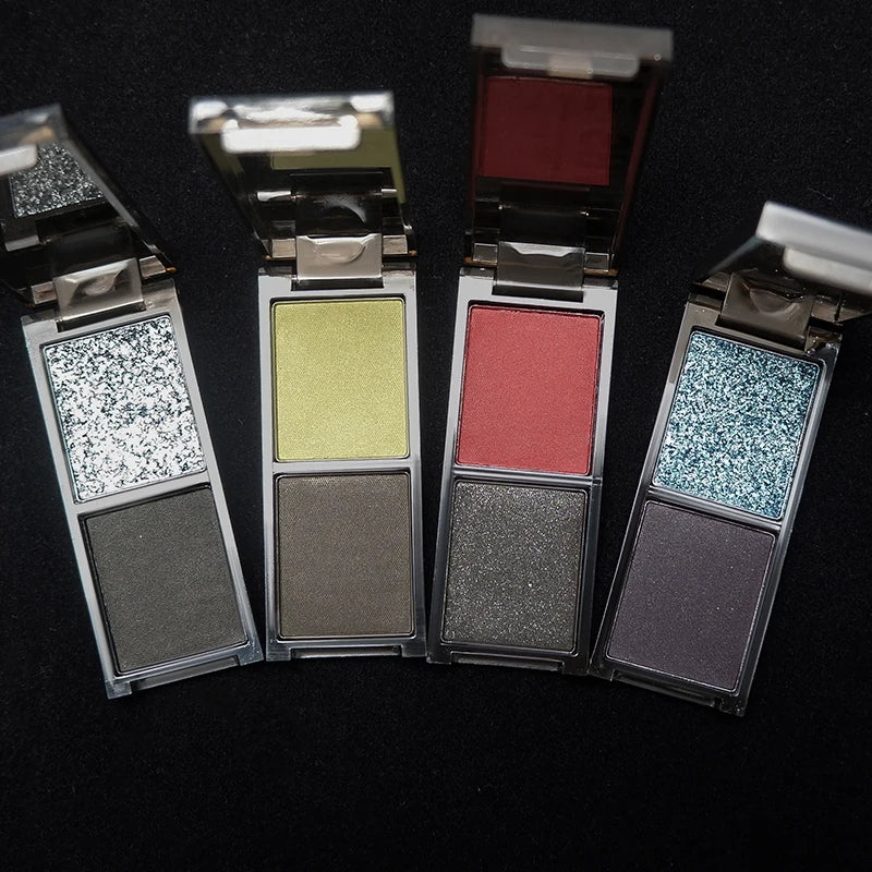 Two-color Black Red Eyeshadow Palette Multifunctional Makeup Palette Silky Matte Blood Red Eyeliner Silkworm Lower Shadow Makeup