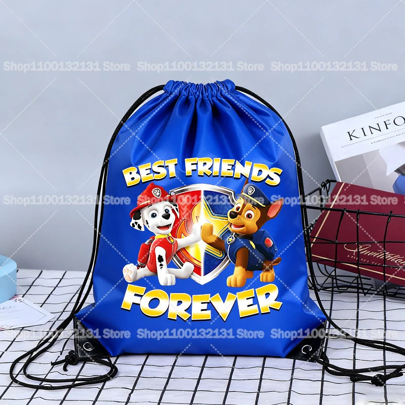 Paw Patrol Drawstring Bags Anime Chase Bundle Pockets Cartoon Portable Polyester Storage Pouches Boys Girls Shoulders Bag Gift