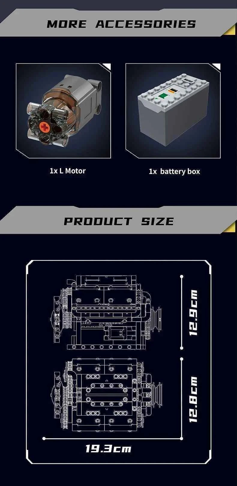 Mould King 10088 The V8 Engine Building Block Assembly Technical Car Brick Set Educational Car Engine Toys Kids Christmas Gift