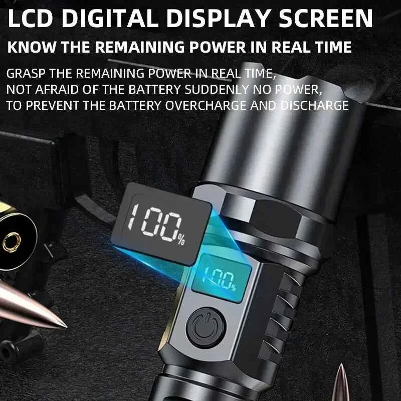 Super Bright LED Flashlight 3 Lighting Modes Built-in Battery Flashlights USB C Rechargeable Zoom Self Defensa Tactical Torch