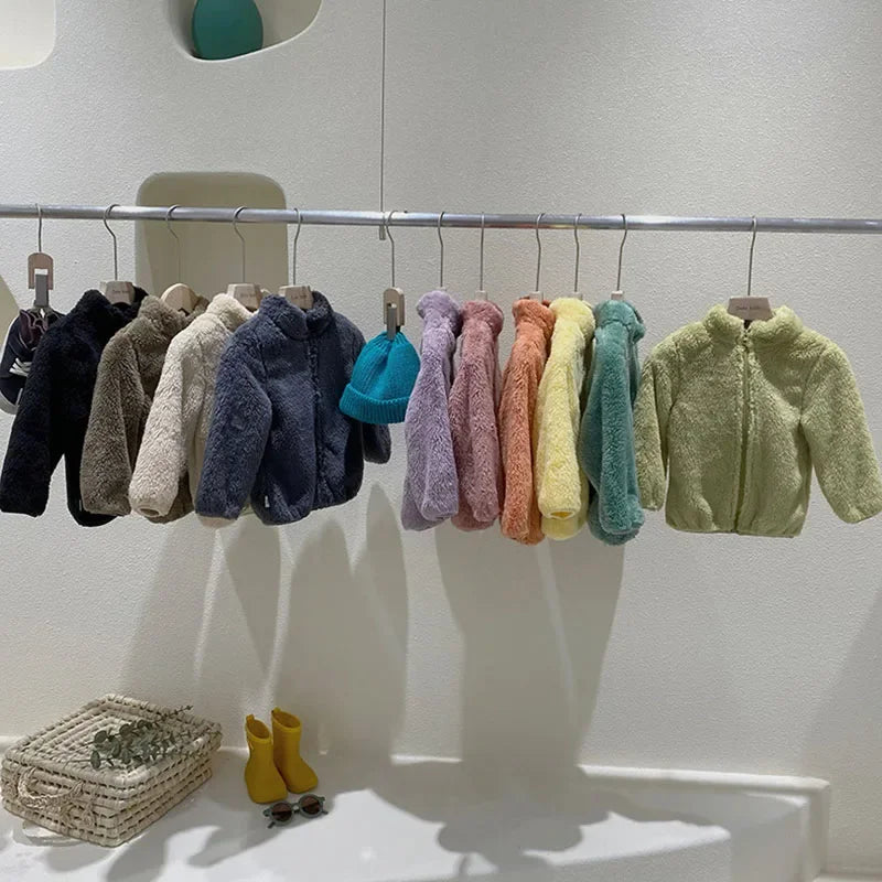 Pink Girls Jackets Autumn Coat Winter Thermal Fleece Jacket for Children 1 2 3 4 5Yrs Kids Coats Warm Korean Outerwear