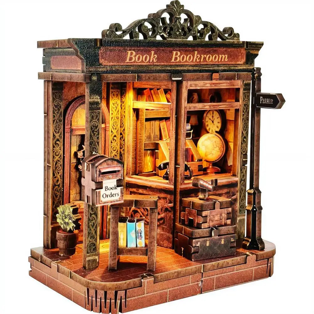 DIY Book Home Wooden Building Gift Creative Bookstore Desktop Decoration 3D Hand-assembled Building Model Highquality Furnishing