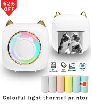 Portable Mini Thermal Printer Wirelessly BT 203dpi Photo Label Memo Wrong Question Printing With USB Cable Imprimante Portable