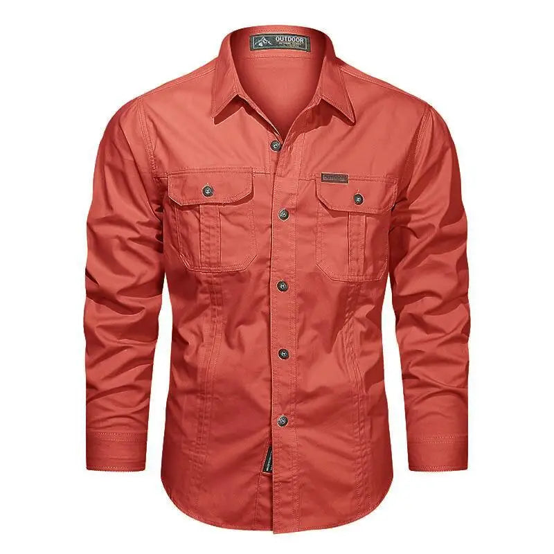 Men Multi-pockets Tooling Shirts Military Outdoor Long-sleeved Shirts High Quality Male Cotton Casual Large Size Shirts 6XL