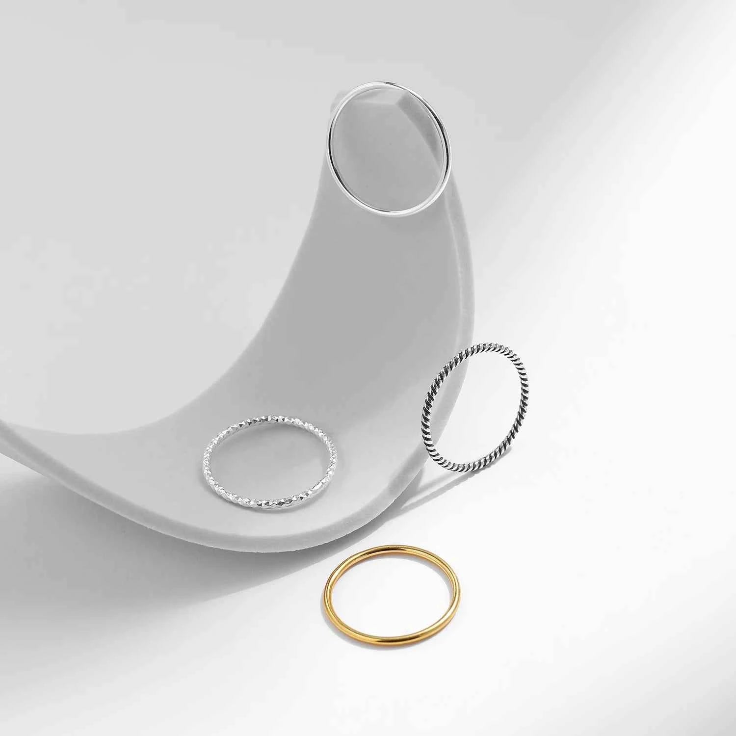 MODIAN 925 Sterling Silver Simple Fashion Stackable Ring Classic Wave Geometric Exquisite Finger Rings For Women Party Jewelry