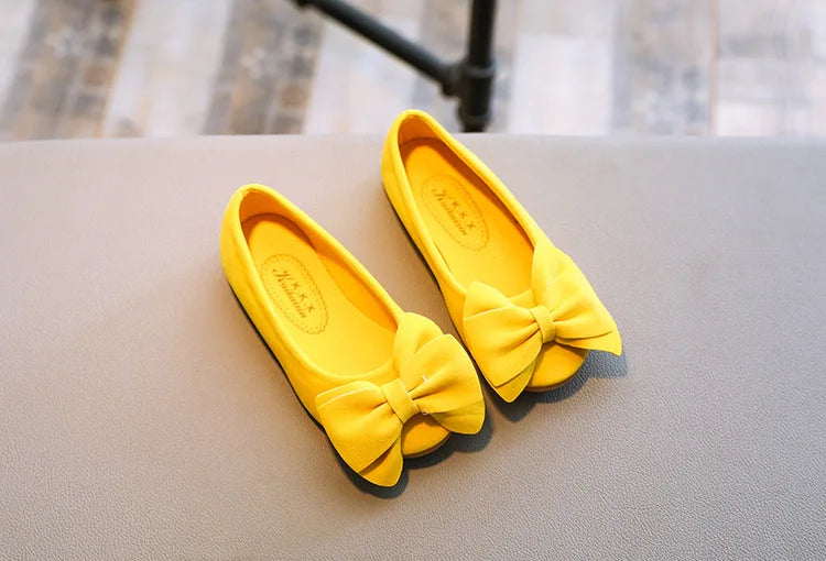 Baby Girls Shoes Princess Bow-knot Flock Fabric Spring Autumn Kids Flats Children Casual Loafers Candy Color Toddlers Shoes Soft