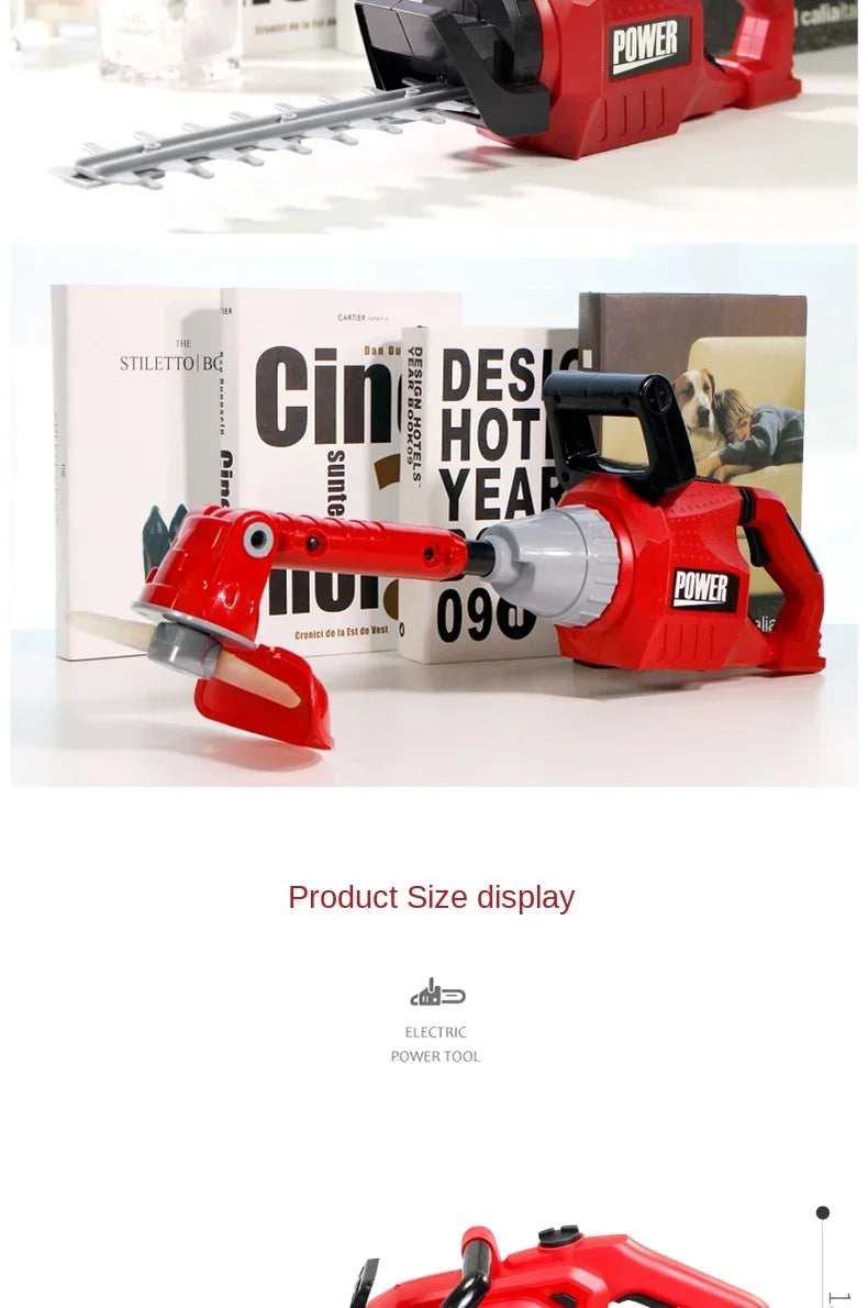 Children Electric Toolbox Pretend Play Toys Baby Simulation Tools Repair Lawn Mower Saw Hair Dryer Toy Maintenance Tool for Kid