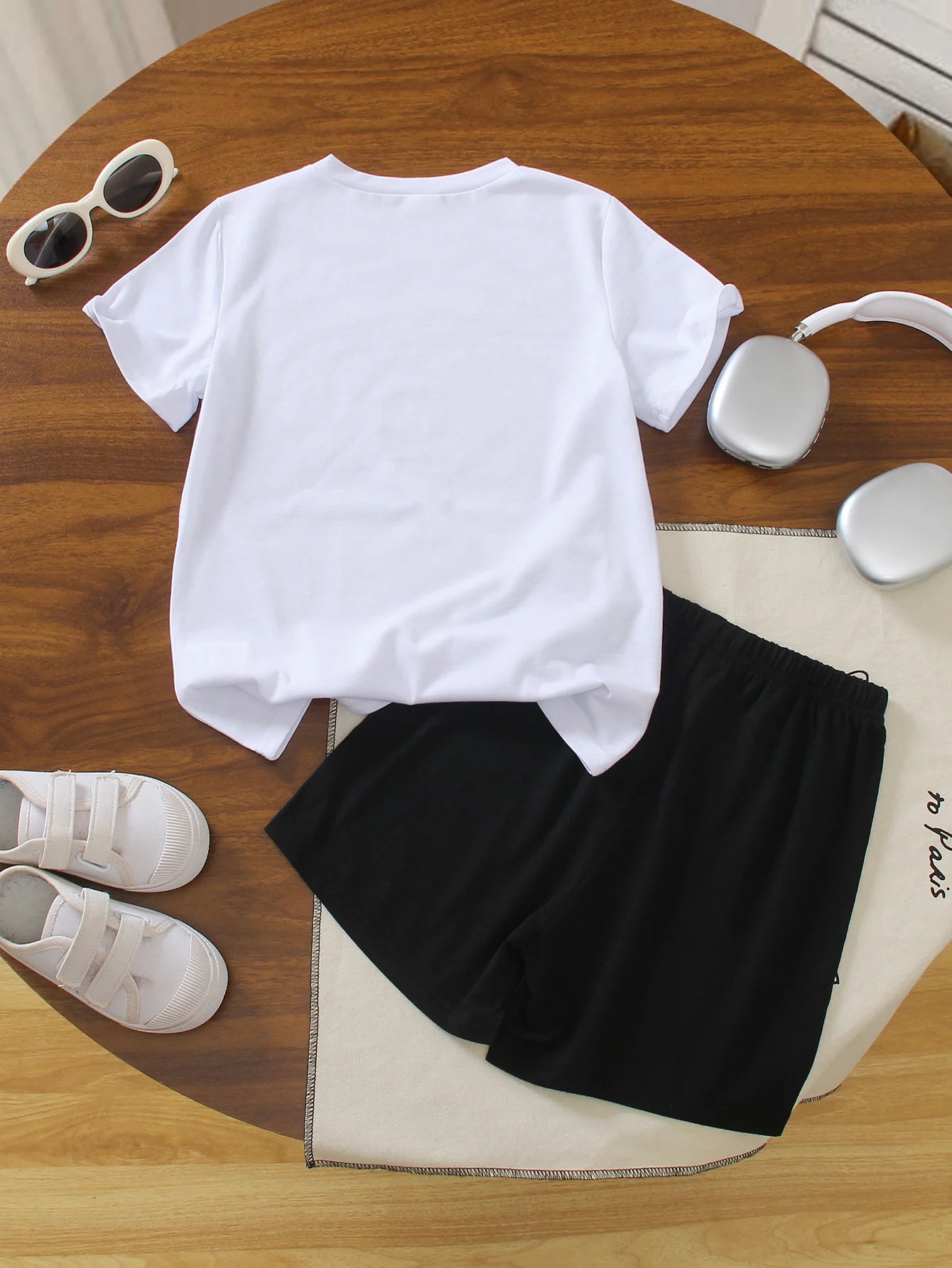 Boy And Girl 67 Six Seven Print Children's Set,Casual Fashionable Comfortable Versatile Short-Sleeved T-Shirt+Shorts 2-Piece Set