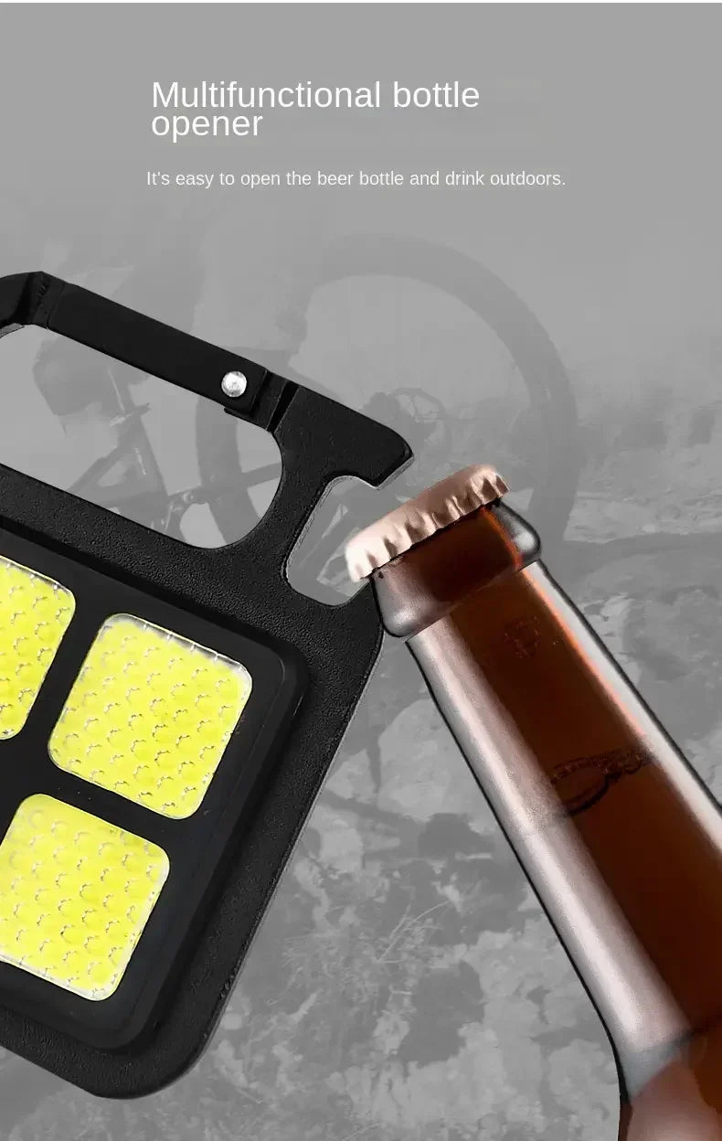Mini LED Flashlight Keychain Light Double COB Lights USB Rechargeable Work Lights Fishing Lanterna with Magnet Built-in Battery