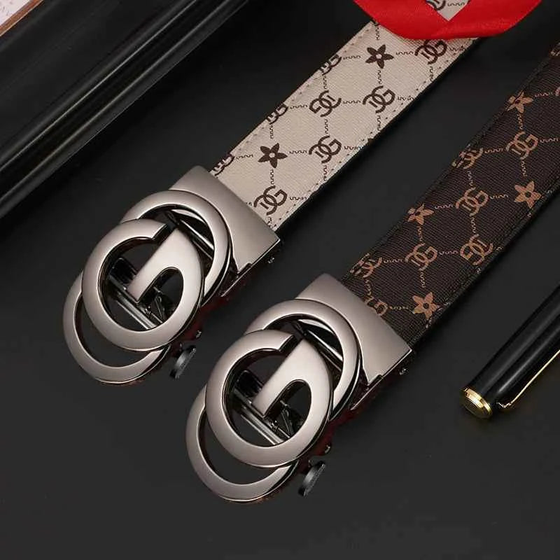 Men belt Genuine Leather Belt Metal Alloy Automatic Buckle Brand Luxury Design Waist Belts for Men Strap Male