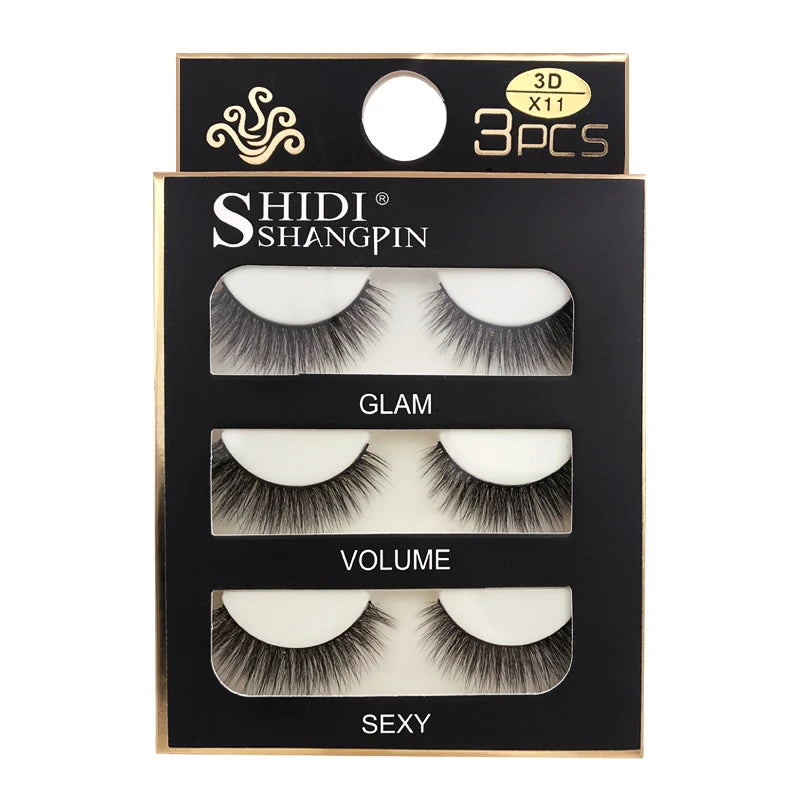 SHIDISHANGPIN 3 pairs 27 styles 3D Faux Mink Hair Soft False Eyelashes Fluffy Wispy Thick Fake Lash Handmade Eyelash Eye Makeup