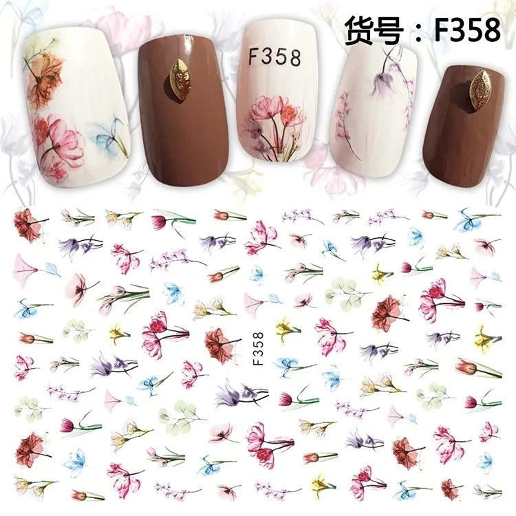 3D Dandelion Peach Blossom Maple Leaf Nail Sticker Nail Art Decoration Color Flower Nail Decal Nail Art Supplies Nail Parts