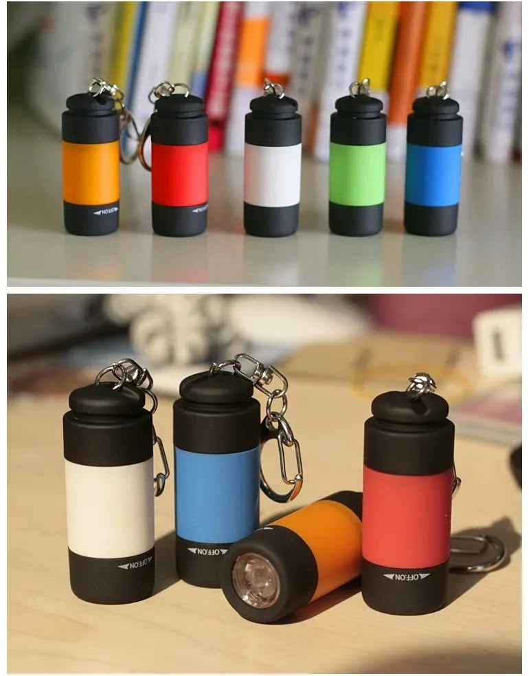 USB Rechargeable LED Pocket Keychain Flashlight Multifunctional Strong Light Waterproof for Outdoor Hiking Camping Mini