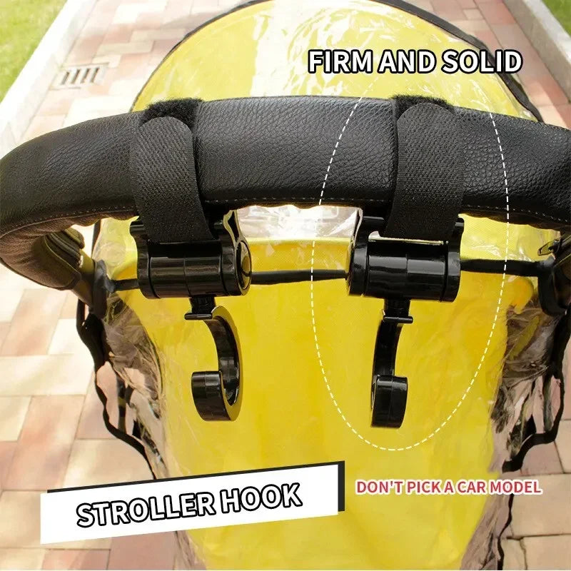 2 PCS Cartoon Stroller Accessories Degree Large Hook Umbrella Car Hook and Loop Stroller Hook