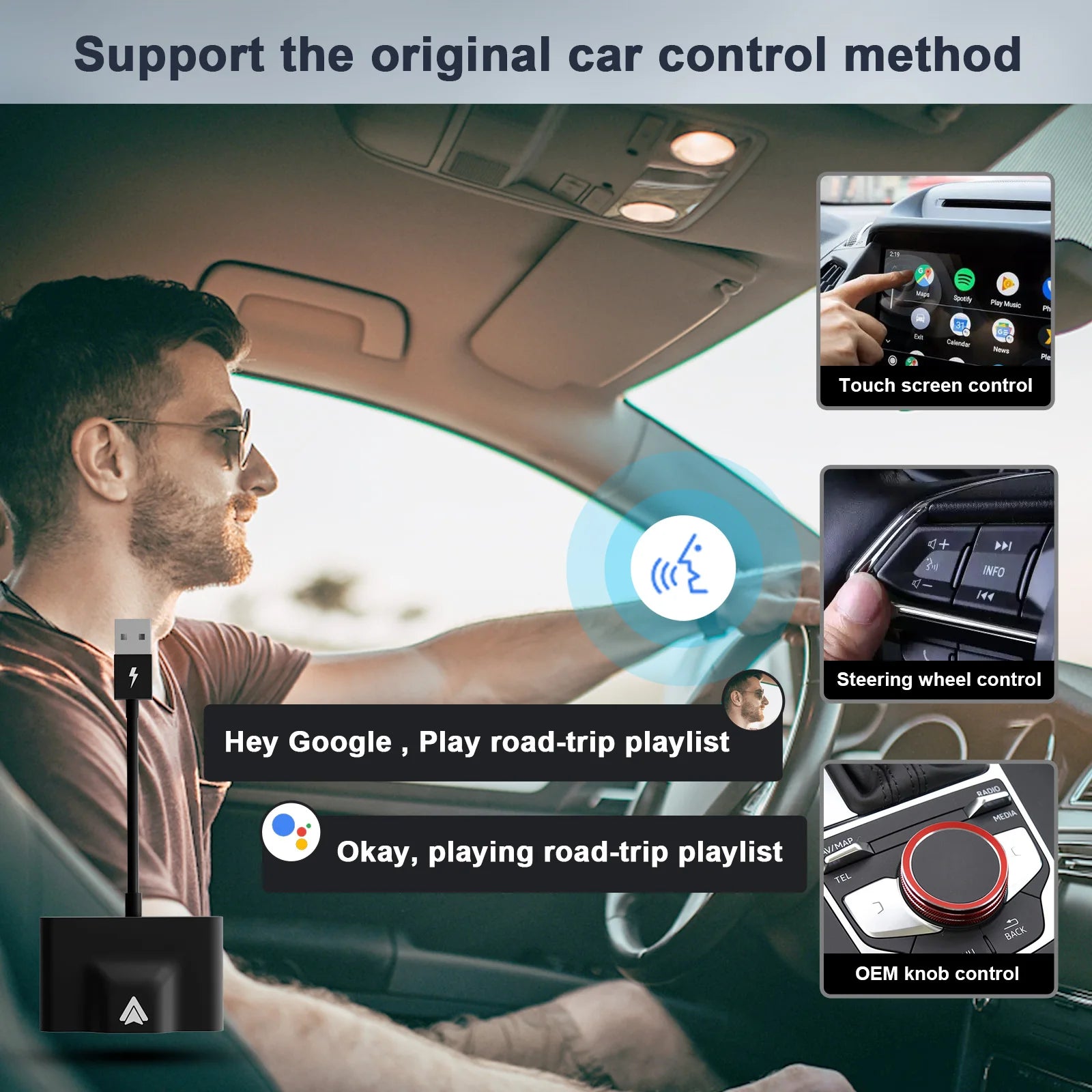 Wireless Android Auto Adapter for Wired Android Auto Car & Android Phones, Android Auto Dongle Convert Factory Wired to Wireless