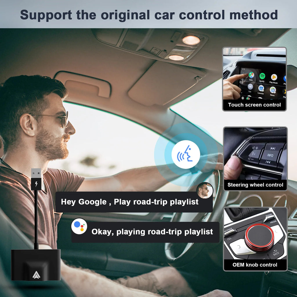 Wireless Android Auto Adapter for Wired Android Auto Car & Android Phones, Android Auto Dongle Convert Factory Wired to Wireless