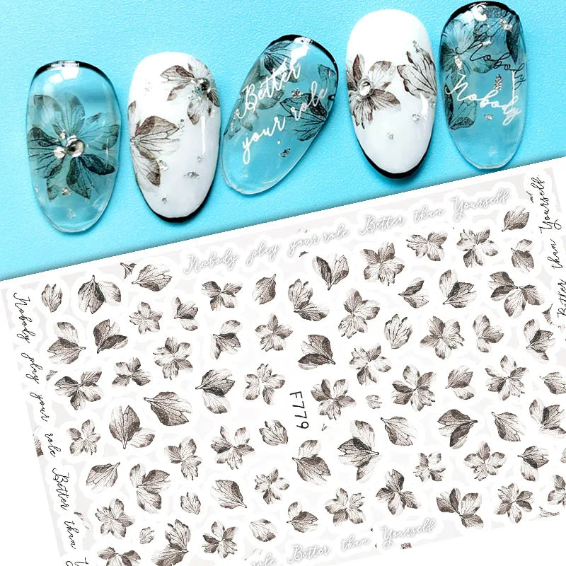 3D Dandelion Peach Blossom Maple Leaf Nail Sticker Nail Art Decoration Color Flower Nail Decal Nail Art Supplies Nail Parts