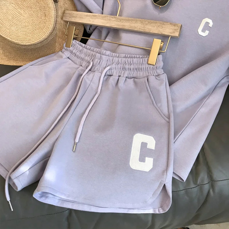 Kids Summer Sports Set 5-12 Years Fashion Letter Short Sleeve T-shirt & Loose Shorts 2-Piece Casual Thin Outfit for Boys Girls