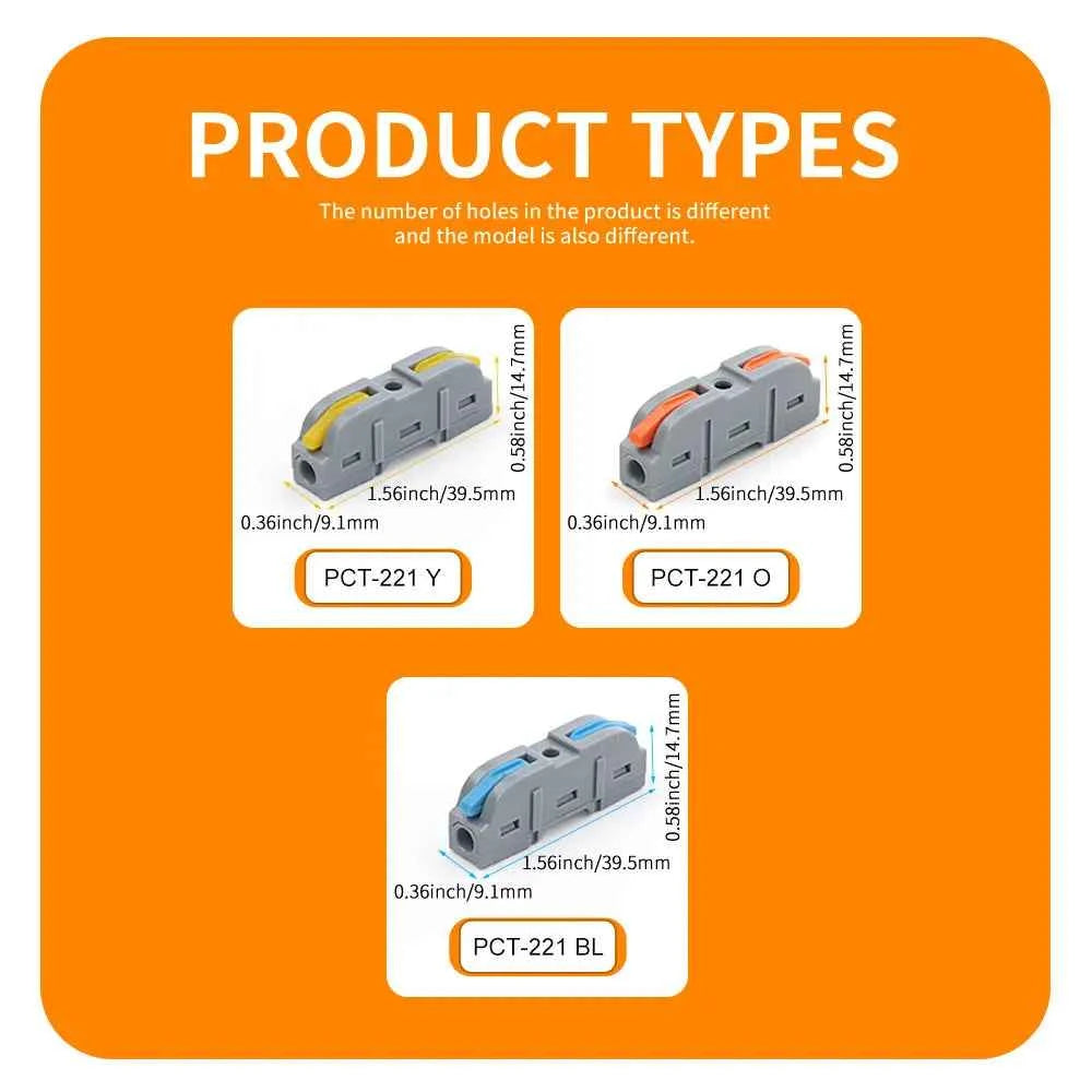 10/50 PCS Universal Compact Mini Fast Wire Connectors Lever Nut Crimp Splitter Electrical Conductors Push-in Home Terminal Block