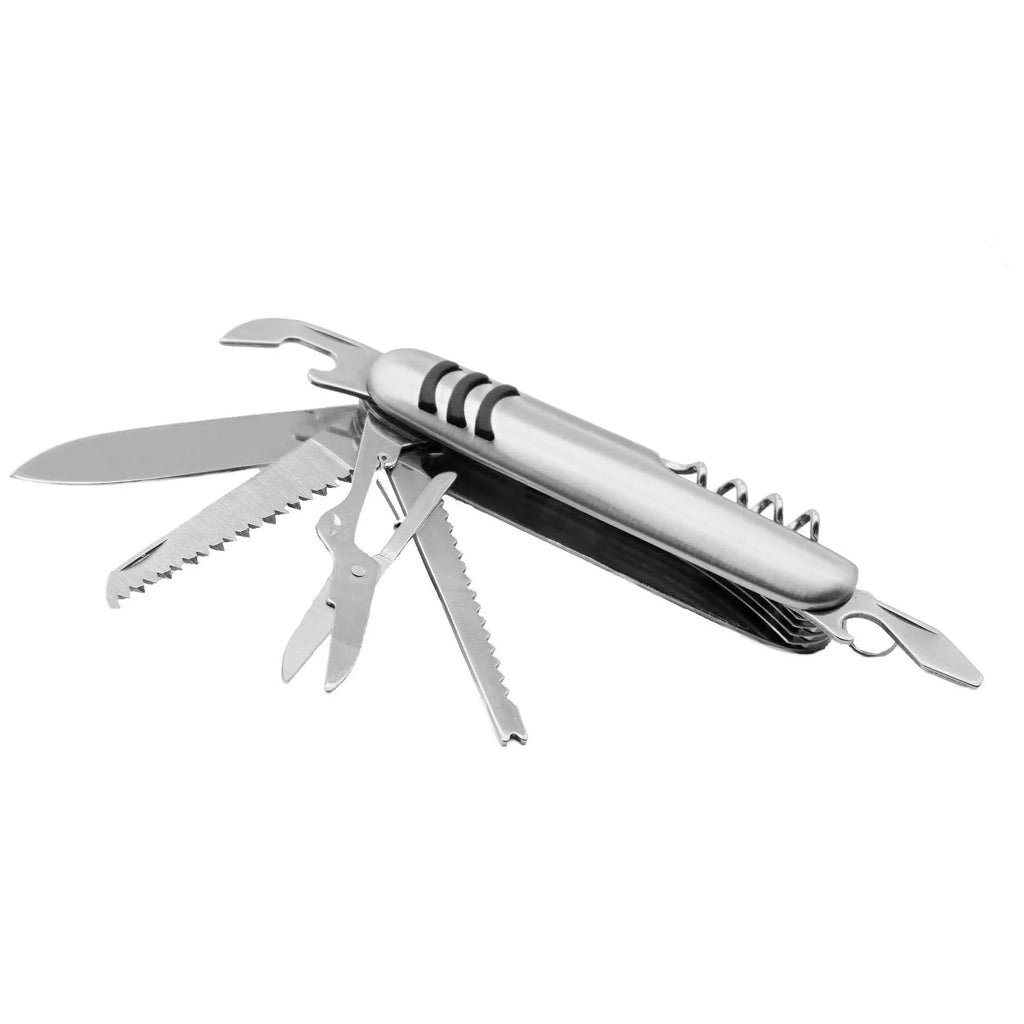 Portable 11 in 1 Fold Pocket knife Carry Around Multifunction Outdoor Emergency Tools Stainless Steel Bottle Opener Cork Drill