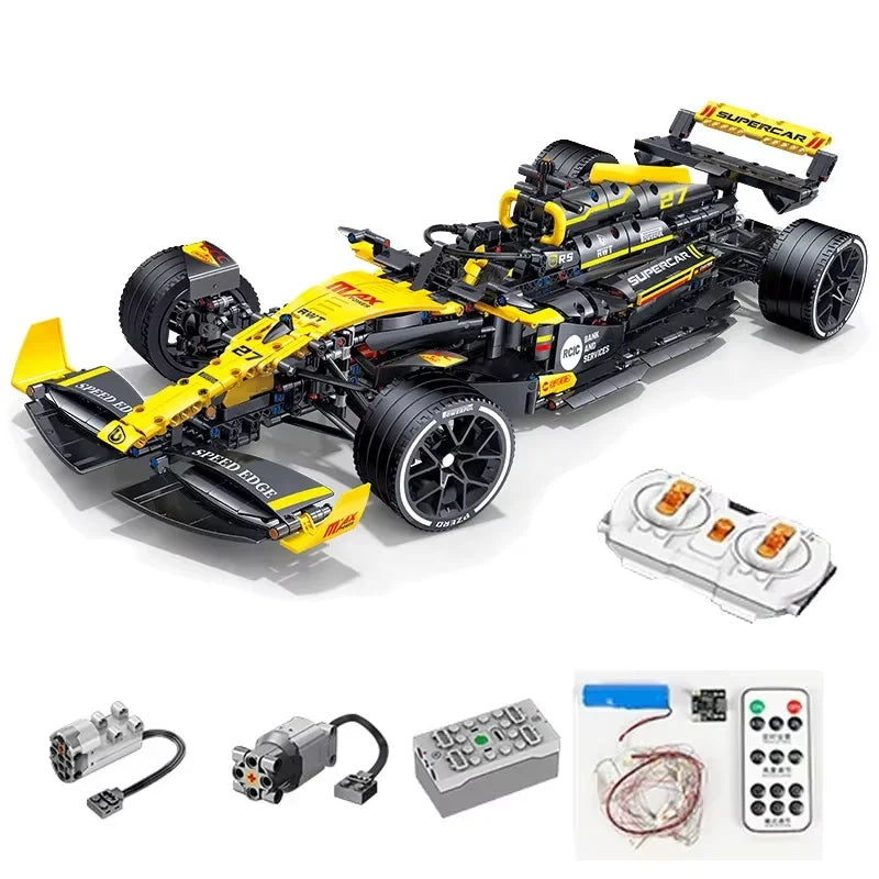 MOC Technical JKC7205 Racing 1:8 Racing Driver 27 Building Block Remote Control Lighting Racing Renault F1 Toy Kids Gift