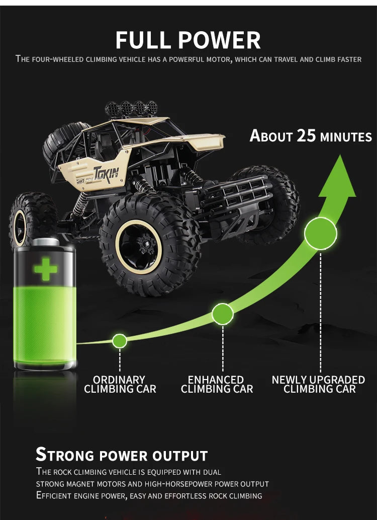 Oike RC Car Remote Control Climbing Vehicle Outdoor All Terrain 4X4 Off-road Trucks Rock Climber 4WD Buggy Racing Drift Cars Toy