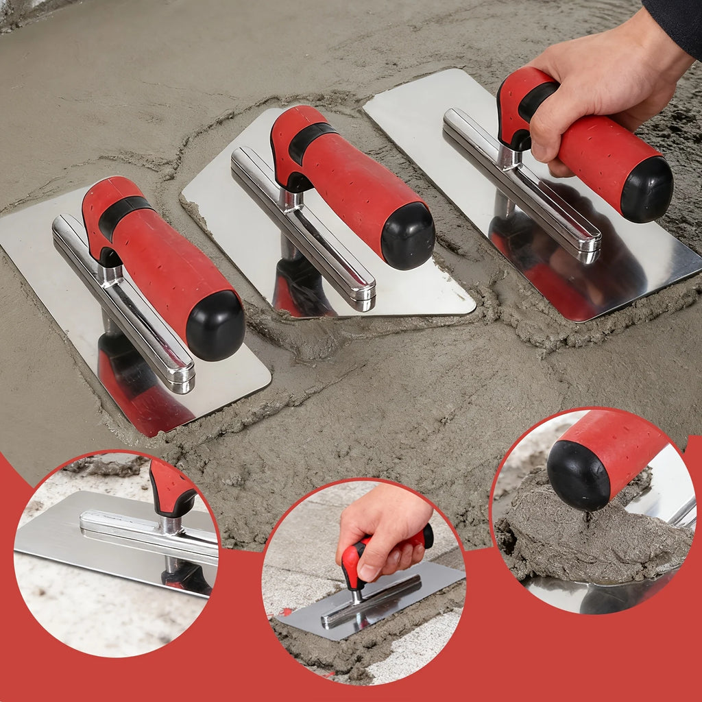 Concrete Tools Set Stainless Steel Flat Finishing Trowel 3 PC Cement Drywall Plastering Tile Masonry Construction Hand Kit