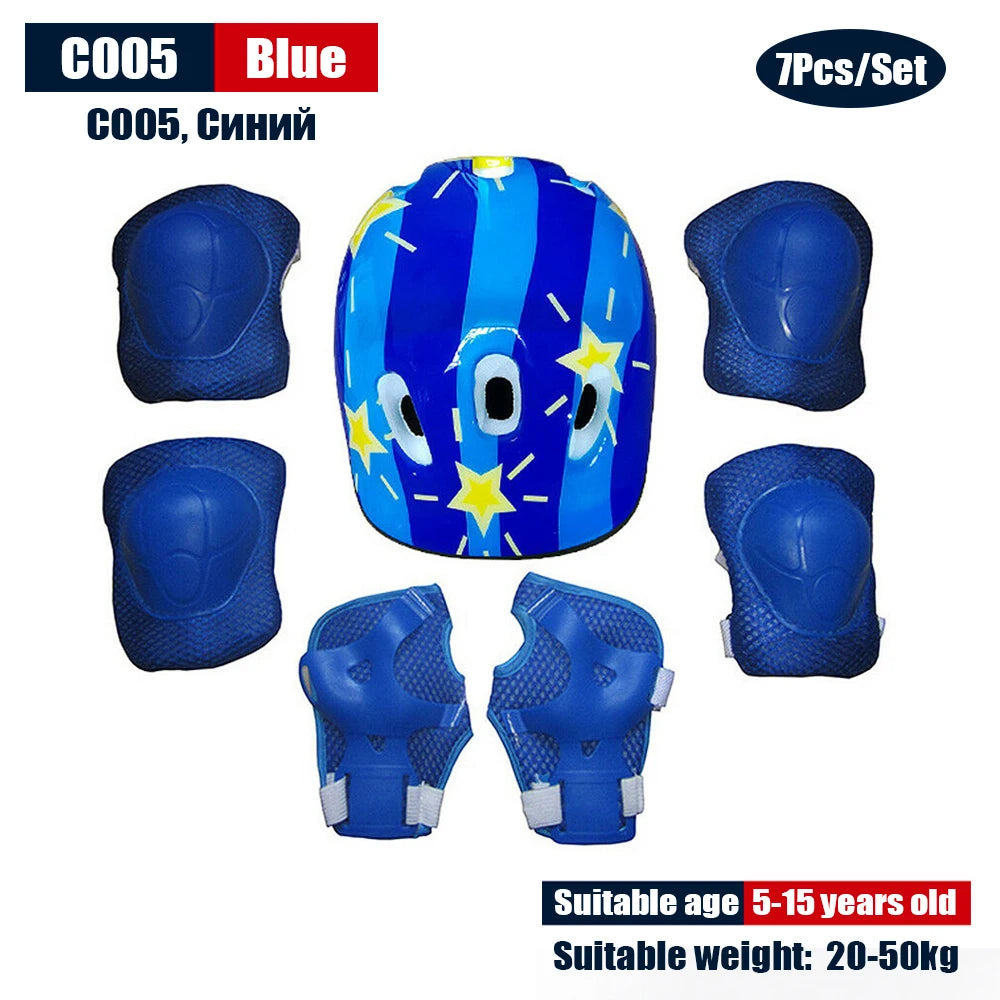Kids Adjustable Helmet Protective Gear Set Sports Knee Elbow Wrist Pads for Children Boys Girls Bike Skateboard Scooter Roller