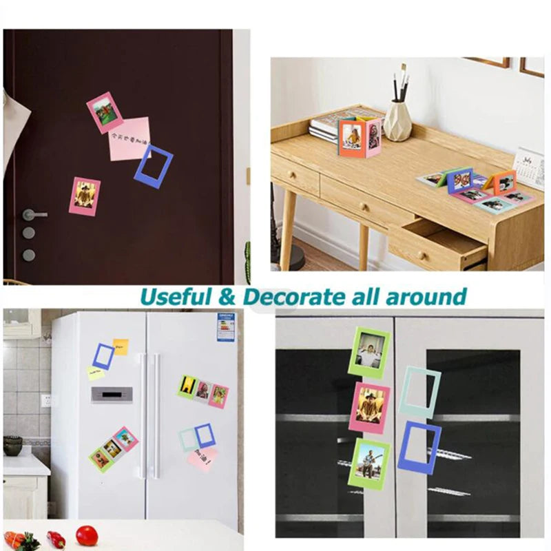 5/10Pcs 3inch Magnetic Photo Frames, Children's Growth Commemorative Photo Frames, Small Creative Magnetic Frames for Desktop Display, Home Office Decorations, Suitable for Instax Mini 12/11/Evo/40/7+/25/90/99/Se/Link2/3 Inst
