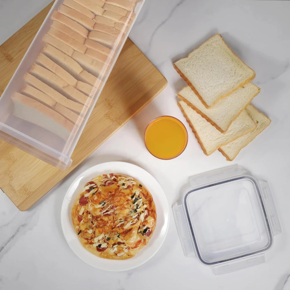 4 Liter Bread Storage Container, Plastic Bread Box with Sealing Lid, Bread Storage Box, Sandwich Bread Dispenser Bread Storage