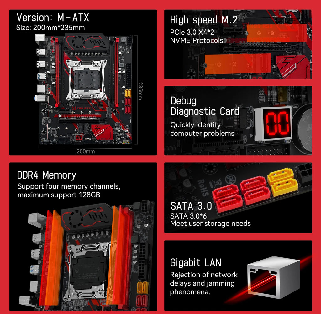 MACHINIST X99 RS9 Motherboard Optional Xeon E5 2650 V4 CPU LGA 2011-3 Kit And 16GB ECC DDR4 RAM Set NVME/SATA M.2 USB 3.0