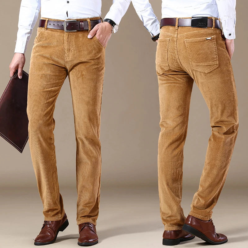 6 Color Men's Thick Corduroy Casual Pants 2023 Winter New Style Business Fashion Stretch Regular Fit Trousers Male Brand Clothes