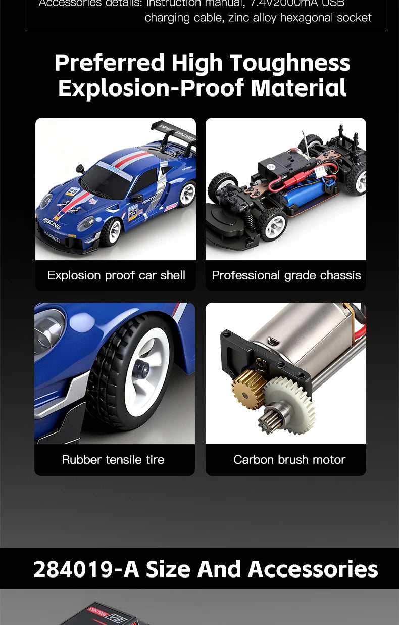 WLtoys 1/28 RC Drifting Car 284191 284019-A Upgraded Gyro 4WD High Speed Radio Control Model 2.4G Drift Racing Vehicle Mini Gift