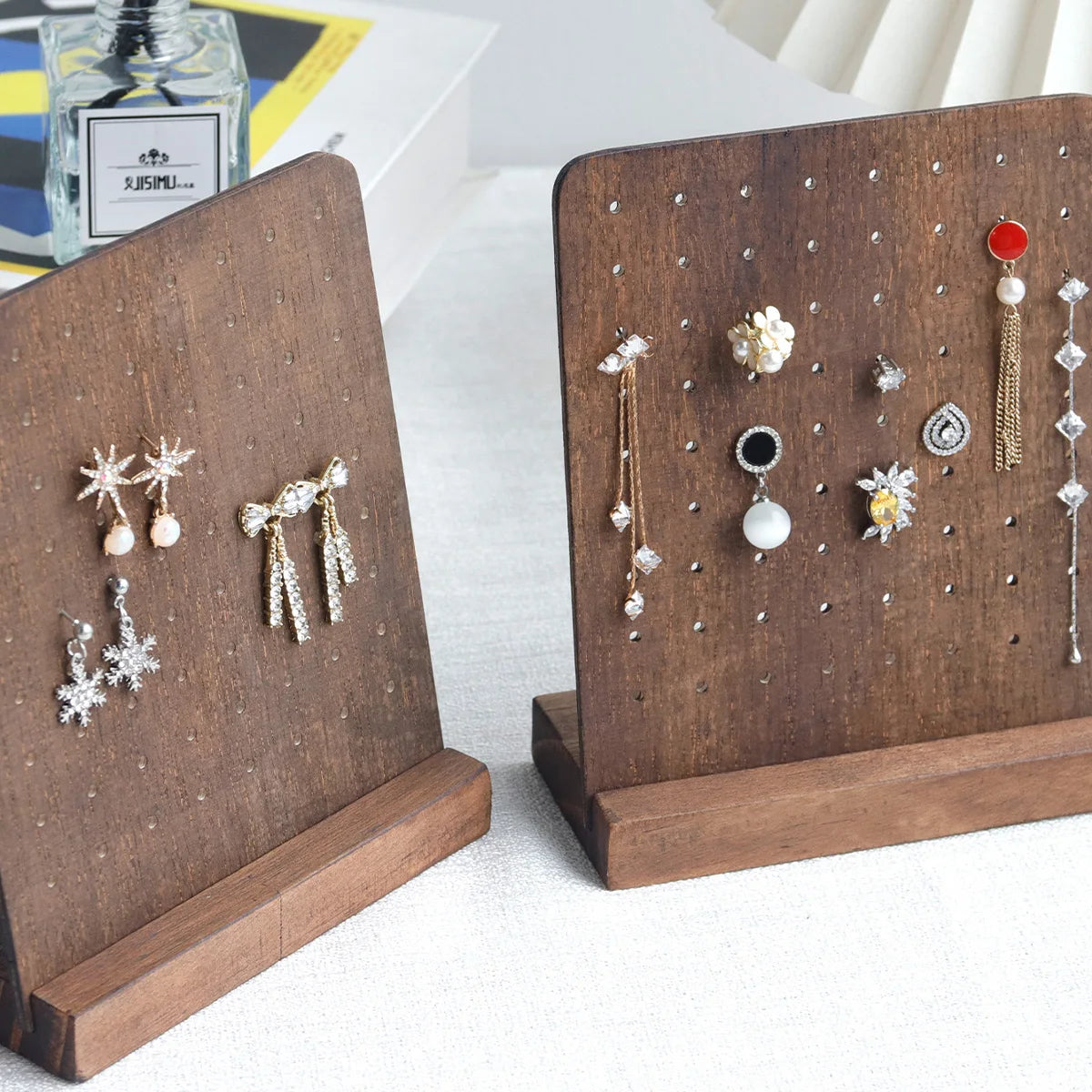 72 Holes Earring Holder Wood Earring Stands with Base Earring Hanger Board Stud Earring Stand Organizer Jewelry Rack Display