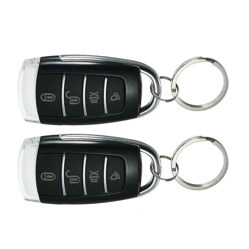 Universal Car Vehicle Security System Burglar Alarm Protection Anti-theft System 2 Remote with Siren Wiring Harness Programmable