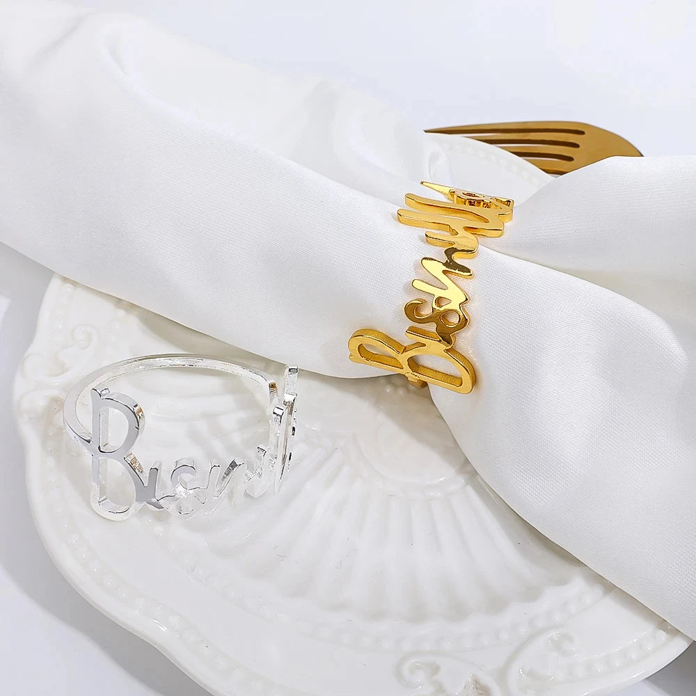 6Pcs Bismillah Napkin Rings Eid Mubarak Muslim Islamic Ramadan Kareem Alloy Napkin Buckle Wedding Dinner Table Decorations