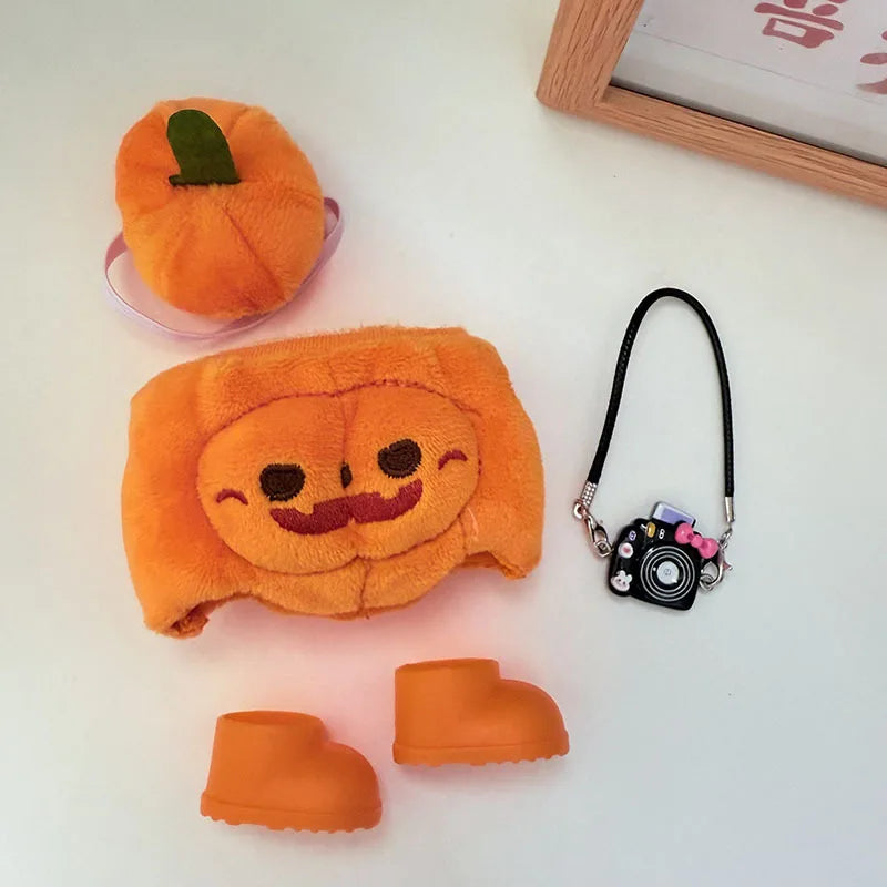 17cm Dolls Clothing For Labubu Outfit Accessories Sitting Party Halloween Trick-Or-Treat Series Accessory Pumpkin Hat Clothes
