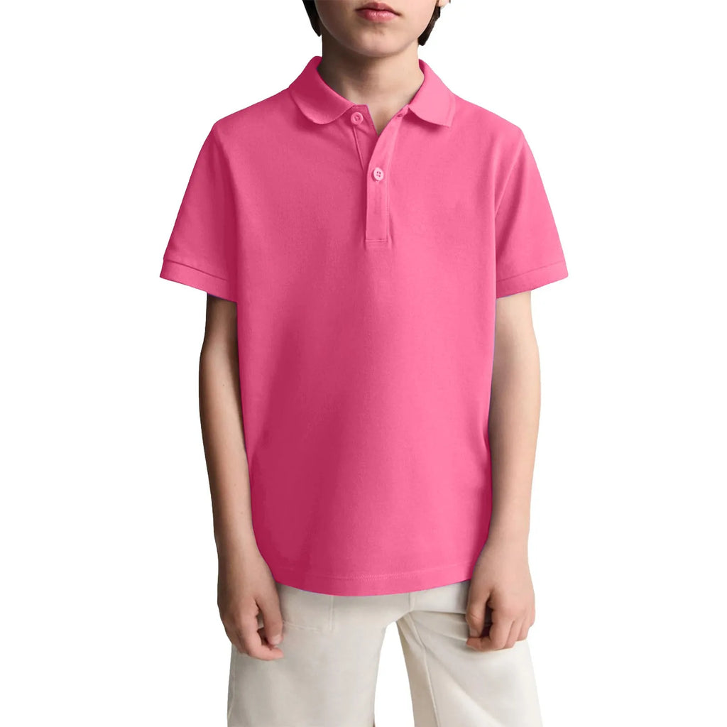Polo Shirts Kids Basic Simple School Student Uniforms Class Uniforms Cultural Shirts Quick-Drying Turn-Down Collar for 6-11years