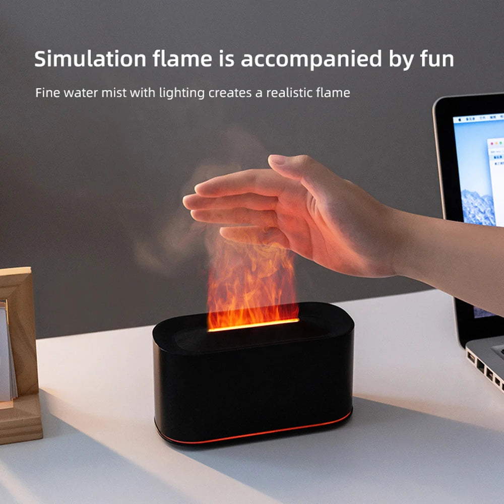 Aromatherapy Diffuser with Flame Effect, Essential Oil Diffuser and Cool Mist Humidifier, Silent Humidifier for Home and Bedroom