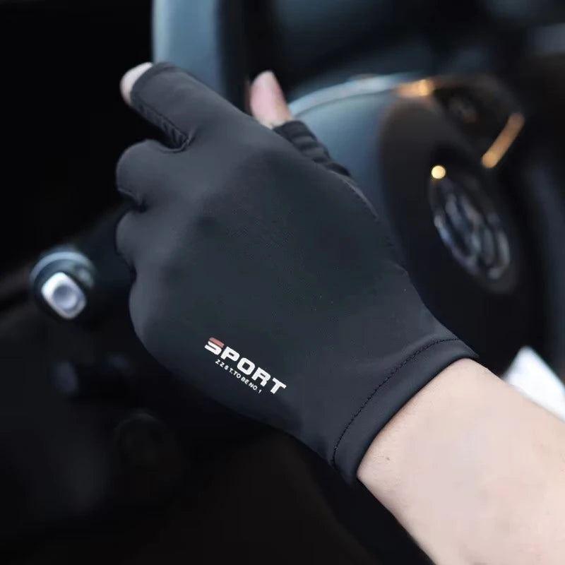 Ice Silk Halffinger Cycling Gloves for Men and Women Outdoor Sports Fitness Driving Fishing Highelastic Comfortable