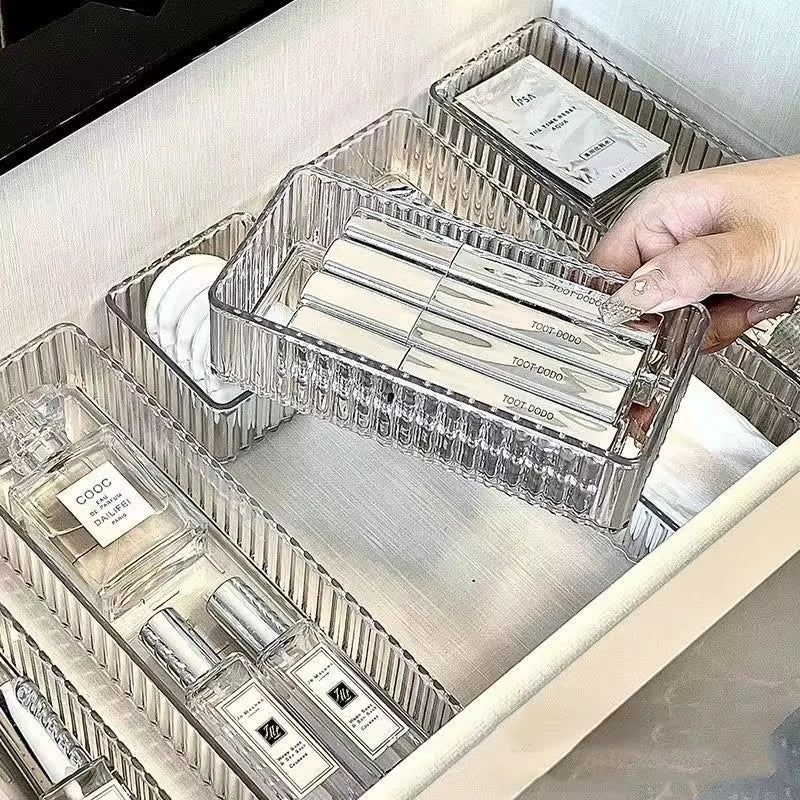 Desk Drawer Organizers Set Plastic Transparent Storage Box Bathroom Storage Makeup Organizer Boxes Clear Storage Box Acrylic Box