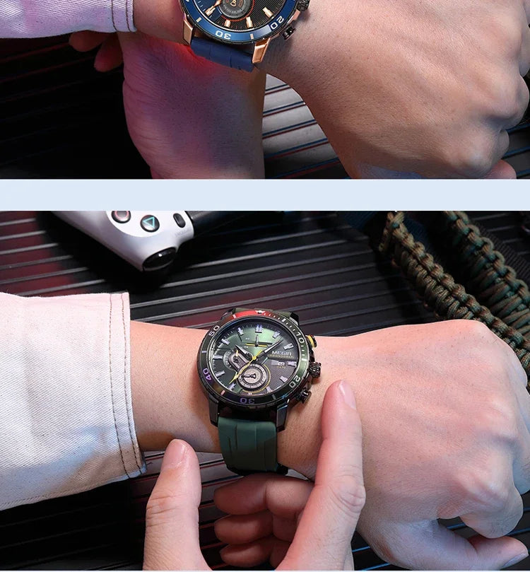 MEGIR Men Wristwatch Fashion Casual Quartz Date Watches Luxury Male Clock Chronograph Multifunctional 30M Waterproof Sport